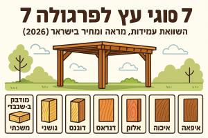 7 סוגי עץ לפרגולה: השוואת עמידות, מראה ומחיר בישראל (2026)