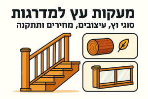 מעקות עץ למדרגות: סוגי עץ, עיצובים, מחירים והתקנה